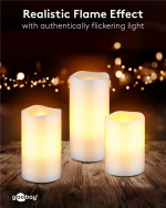Goobay 3-pack LED-ljus av äkta vax, vita med timerfunktion och fjärrkontroll, dimbar, batteridriven
