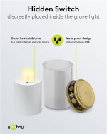 Goobay LED gravljus med timer, vitt varmvit (2400 K), batteridriven (2x C/LR14), för inom- och utomhusbruk (IP44)