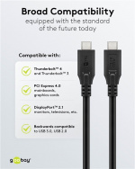 Goobay USB-C™-kabel, USB4™, 100 W, 40 Gbit/s, Power Delivery, 0,5 m USB-C™-kontakt > USB-C™-kontakt