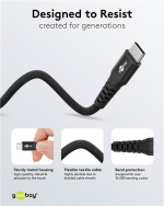 Goobay USB-C™ supersoft textilkabel med metallkontakter, 3 m, svart elegant och extra robust anslutningskabel för enheter med USB-C™-port Goobay USB-C™ supersoft textilkabel med metallkontakter, 3 m, svart elegant och extra robust anslutningskabel för enheter med USB-C™-port