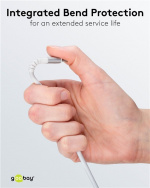 Goobay Lightning-USB-C™ supersoft textilkabel med metallkontakter, 2 m, vit MFi-certifierad, elegant och extra robust laddnings- och synkroniseringskabel för Apple iPhone/iPad (vit)