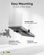 Goobay Laptopfäste för monitorarm, svart för bildskärmar från 10 till 15,6 tum (25 - 40 cm), max. 4,5 kg, för montering på ett bildskärmsfäste Goobay Laptopfäste för monitorarm, svart för bildskärmar från 10 till 15,6 tum (25 - 40 cm), max. 4,5 kg, för montering på ett bildskärmsfäste