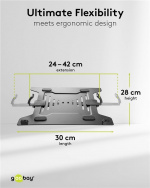 Goobay Laptopfäste för monitorarm, svart för bildskärmar från 10 till 15,6 tum (25 - 40 cm), max. 4,5 kg, för montering på ett bildskärmsfäste Goobay Laptopfäste för monitorarm, svart för bildskärmar från 10 till 15,6 tum (25 - 40 cm), max. 4,5 kg, för montering på ett bildskärmsfäste