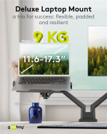Goobay Deluxe laptopfäste för monitorarm, svart för bildskärmar från 11,6 till 17,3 tum (29 - 44 cm), max. 9 kg, för montering på ett bildskärmsfäste