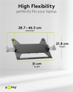 Goobay Deluxe laptopfäste för monitorarm, svart för bildskärmar från 11,6 till 17,3 tum (29 - 44 cm), max. 9 kg, för montering på ett bildskärmsfäste