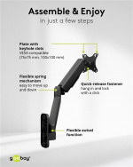 Goobay Single väggfäste för skärm, svart för bildskärmar från 17 till 32 tum (43 - 81 cm), max. 9 kg, för väggmontering