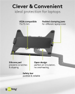 Goobay Deluxe skärmfäste med arm för laptop, svart workstation för bildskärmar från 17 till 32 tum (43 - 81 cm) plus en bärbar dator, bildskärm max. 8 kg/bärbar dator 5 kg