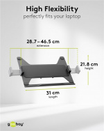 Goobay Deluxe skärmfäste med arm för laptop, svart workstation för bildskärmar från 17 till 32 tum (43 - 81 cm) plus en bärbar dator, bildskärm max. 8 kg/bärbar dator 5 kg