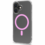 Celly Gelskinmag Magnetic Cover MagSafe iPhone 16 Transparent + Rosa