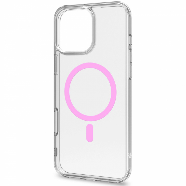 Celly Gelskinmag Magnetic Cover MagSafe iPhone 16 Pro Max Transparent + Rosa Celly Gelskinmag Magnetic Cover MagSafe iPhone 16 Pro Max Transparent + Rosa