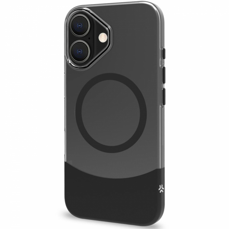 Celly Magdual MagSafe-kompatibelt skal iPhone 16 Svart + Transparent Celly Magdual MagSafe-kompatibelt skal iPhone 16 Svart + Transparent