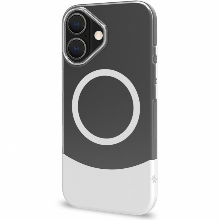 Celly Magdual MagSafe-kompatibelt skal iPhone 16 Vit + Transparent Celly Magdual MagSafe-kompatibelt skal iPhone 16 Vit + Transparent
