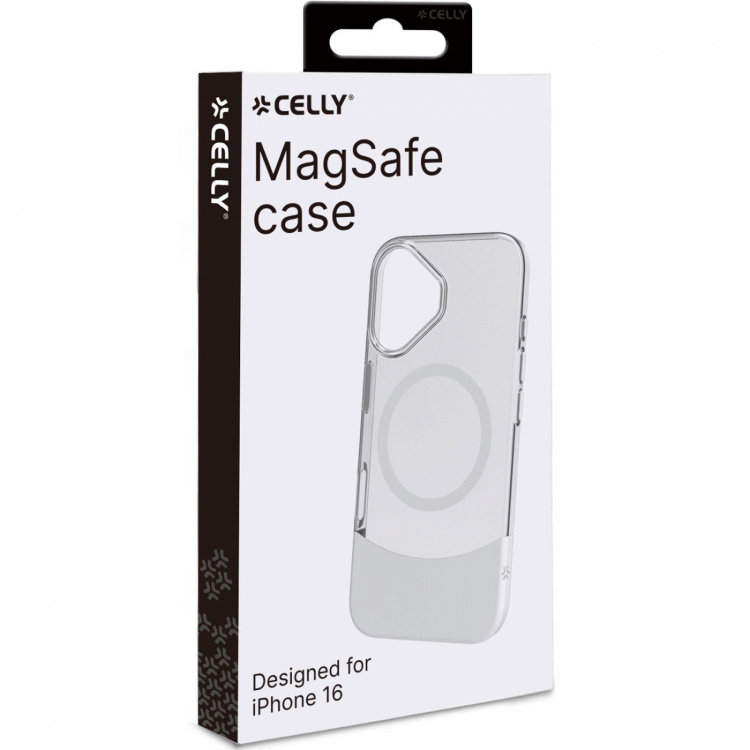 Celly Magdual MagSafe-kompatibelt skal iPhone 16 Vit + Transparent Celly Magdual MagSafe-kompatibelt skal iPhone 16 Vit + Transparent