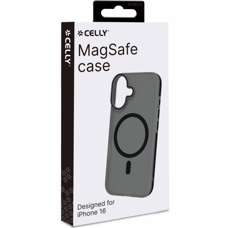 Celly Magsuit MagSafe-kompatibelt skal iPhone 16 semi-transparent Svart