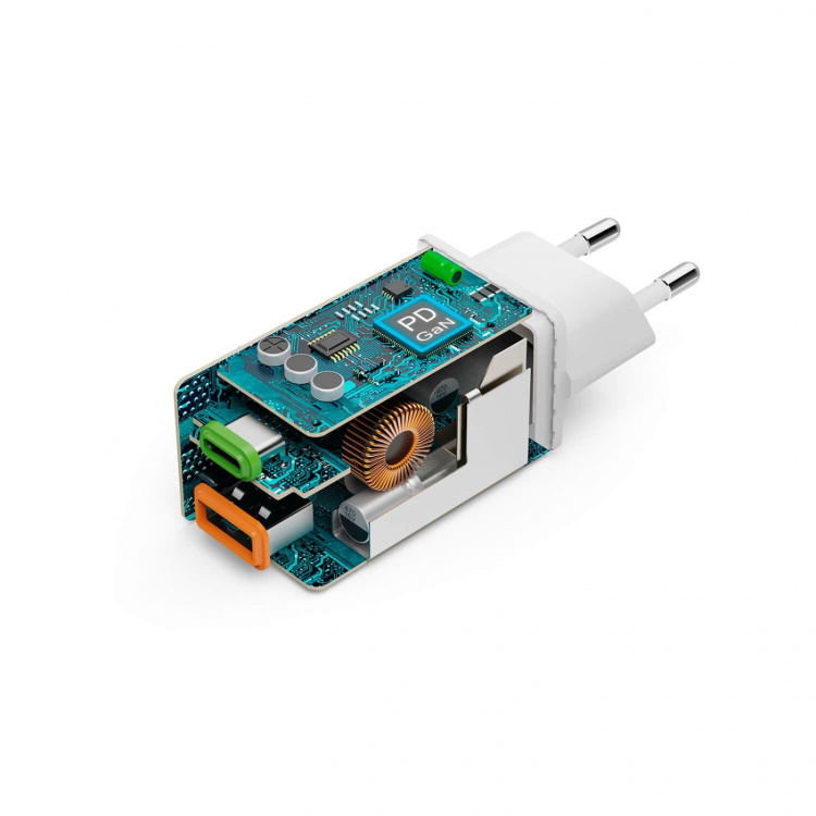 Hama Laddare 1x USB-C 1x USB-A GaN 45W Vit