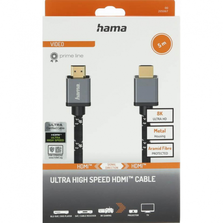 Hama Kabel HDMI Ultra High Speed 8K 48Gbit/s Metall Guld 5.0m Hama Kabel HDMI Ultra High Speed 8K 48Gbit/s Metall Guld 5.0m