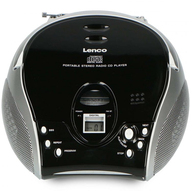 Lenco Draagbare stereo FM-radio met CD-speler Zwart/zilver
