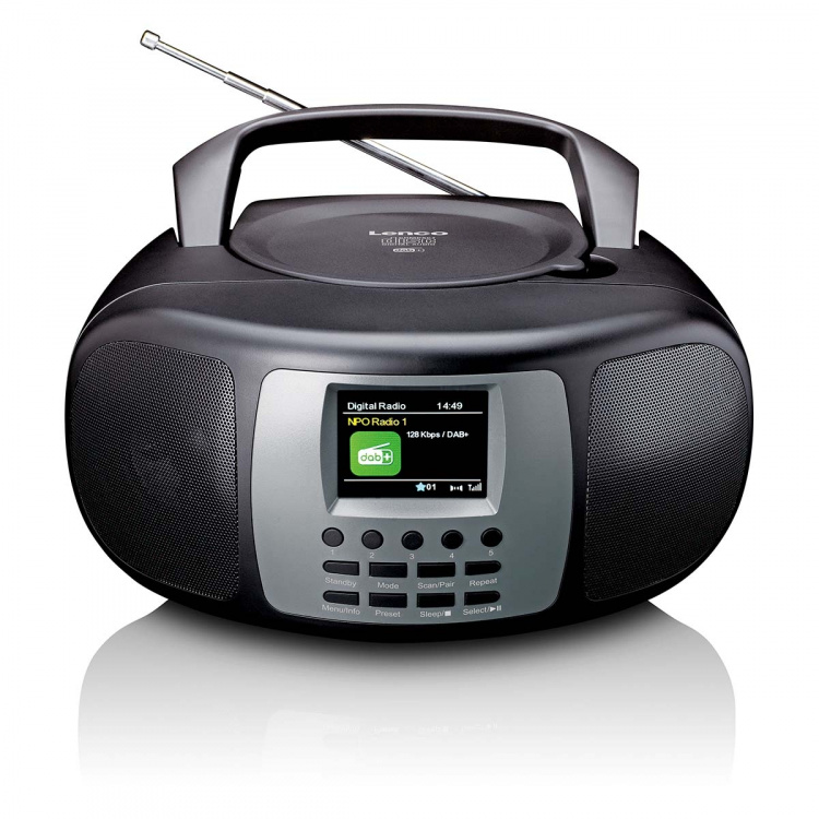 Lenco Draagbare DAB+/FM-radio met Bluetooth® CD-speler en groot LCD-kleurenscherm Zwart Lenco Draagbare DAB+/FM-radio met Bluetooth® CD-speler en groot LCD-kleurenscherm Zwart