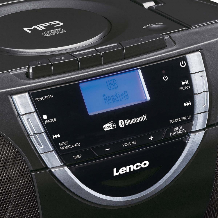 Lenco Draagbare DAB+ en FM-radio met CD-cassette en Bluetooth® Zwart