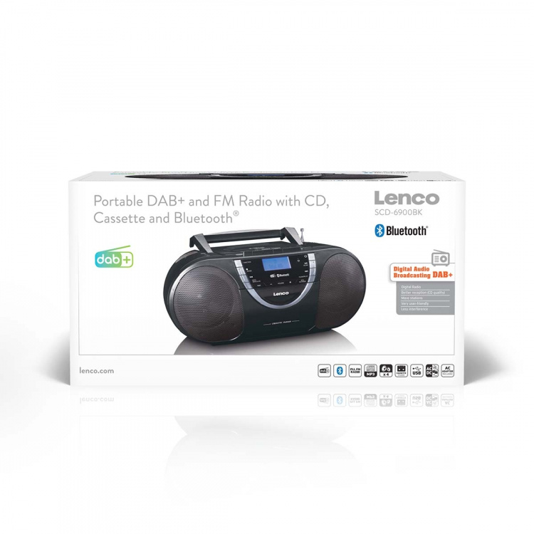 Lenco Draagbare DAB+ en FM-radio met CD-cassette en Bluetooth® Zwart