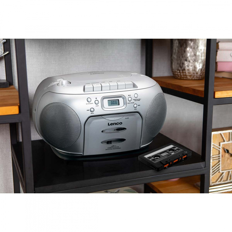 Lenco Draagbare FM-radio CD-cassettespeler Zilver