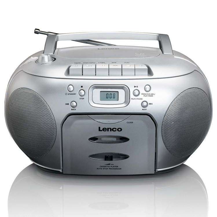 Lenco Draagbare FM-radio CD-cassettespeler Zilver