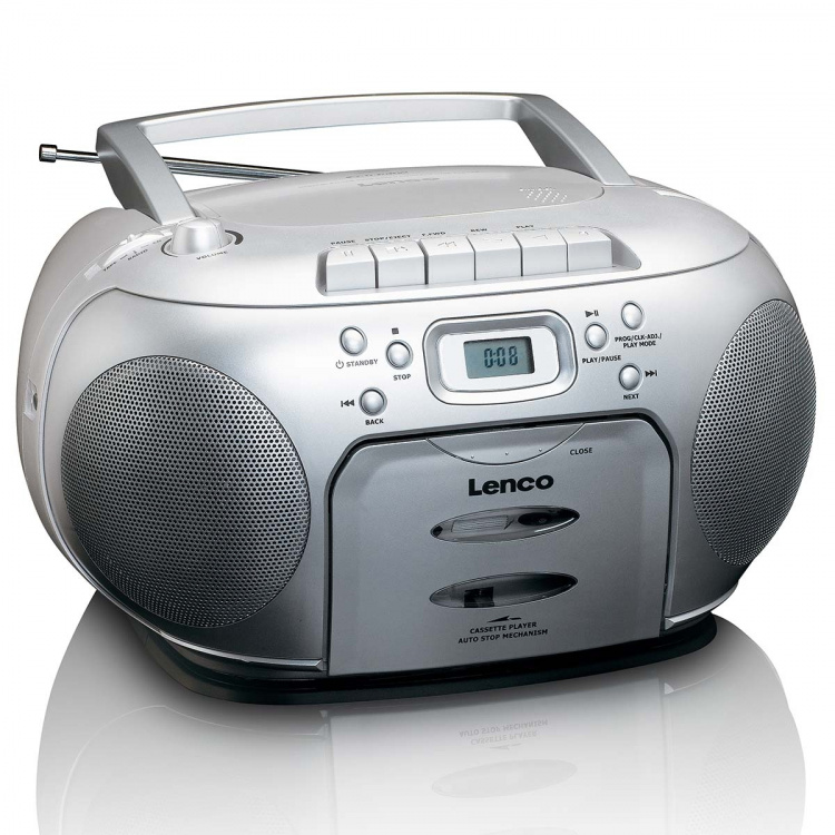 Lenco Draagbare FM-radio CD-cassettespeler Zilver
