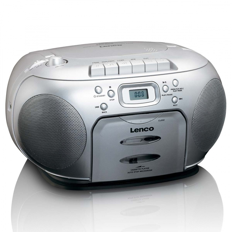 Lenco Draagbare FM-radio CD-cassettespeler Zilver