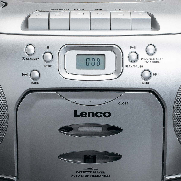 Lenco Draagbare FM-radio CD-cassettespeler Zilver