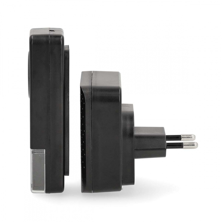 Nedis Draadloze Deurbelset | Netvoeding | 100 - 240 V AC 50/60 Hz | 1x 23A 12V | Volume: 110 dB | Signaalbereik: 150 m | IP55 | Instelbaar volume | 58 Melodieën | 1 Ontvanger | Zwart Nedis Draadloze Deurbelset | Netvoeding | 100 - 240 V AC 50/60 Hz | 1x 23A 12V | Volume: 110 dB | Signaalbereik: 150 m | IP55 | Instelbaar volume | 58 Melodieën | 1 Ontvanger | Zwart