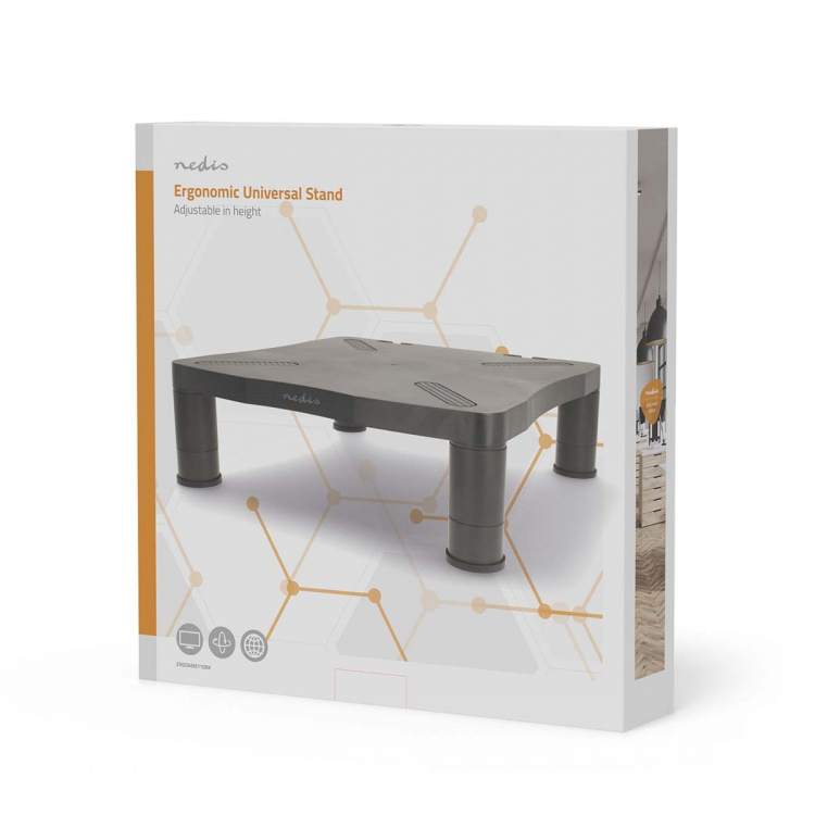 Nedis Monitorstandaard | Ergonomie: Yes | Maximaal draagvermogen: 18 kg | Universeel | Verstelbare hoogte: Ja