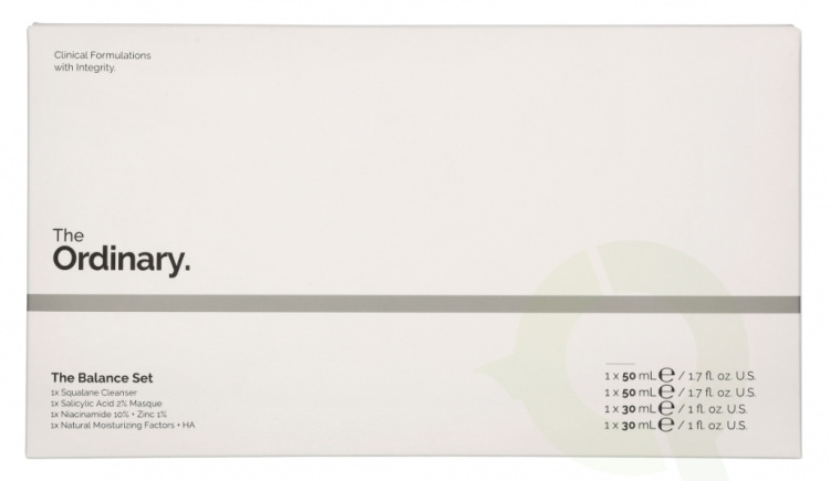 The Ordinary The Balance Set 160 ml Squalane Cleanser 50ml/Salicylic Acid 2% Masque 50ml/Niacinamide 10% + Zinc 1% 30ml/Natural Moisturizing Factors + HA 30ml