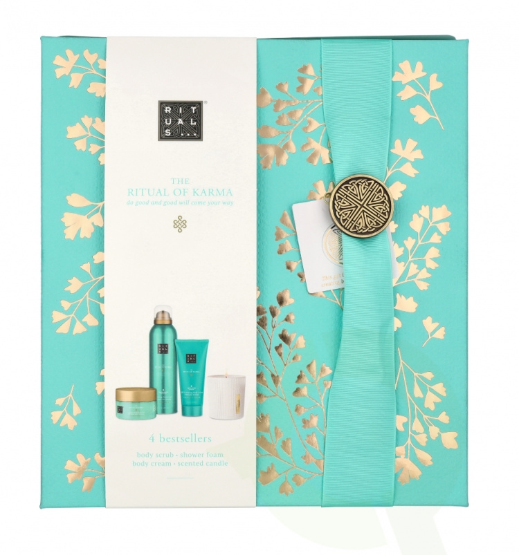 Rituals Karma Set 565 ml 48h Hydrating Body Cream 100ml/Scented Candle 140ml/Softening Body Scrub 125ml/Foaming Shower Gel 200ml