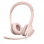 Logitech H390 bedrade headset voor pc/laptop, stereo hoofdtelefoon met ruisonderdrukkende microfoon, USB-A, ROSE Logitech H390 bedrade headset voor pc/laptop, stereo hoofdtelefoon met ruisonderdrukkende microfoon, USB-A, ROSE