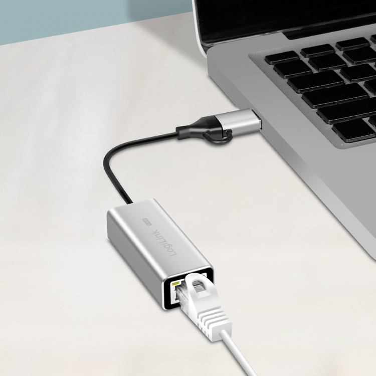 LogiLink USB-A/USB-C -> 2,5 Gigabit Nätverksadapter RJ45 LogiLink USB-A/USB-C -> 2,5 Gigabit Nätverksadapter RJ45