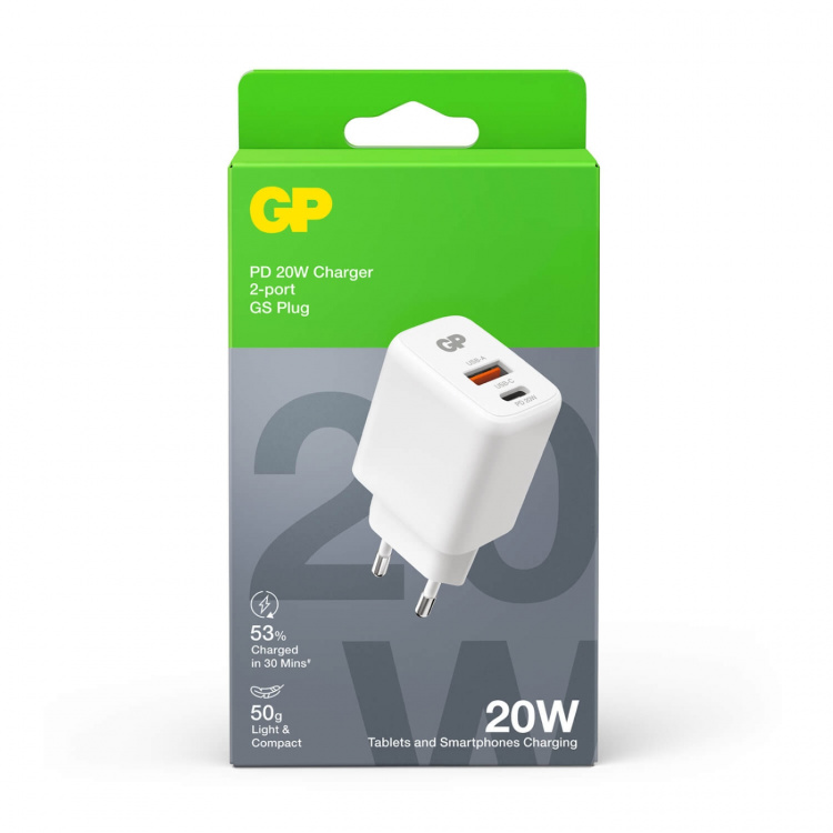 GP Väggladdare WM2B PD 20W USB-A + USB-C GP Väggladdare WM2B PD 20W USB-A + USB-C