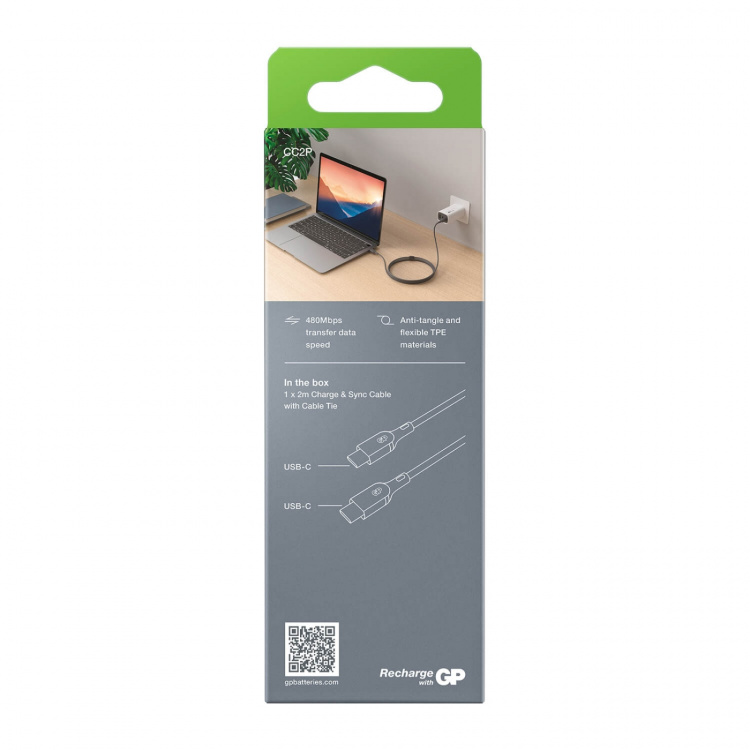 GP Kabel USB-C Till USB-C 100W CC2P 2m