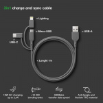 GP Kabel USB-A Till USB-C 3-I-1 Micro-USB + Lightning CY1N 1m GP Kabel USB-A Till USB-C 3-I-1 Micro-USB + Lightning CY1N 1m