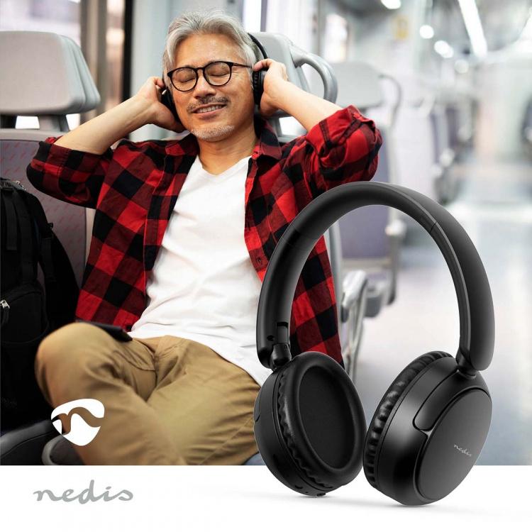 Nedis Draadloze Over-ear Koptelefoon | Maximale batterijduur: 12 uur | Ingebouwde microfoon | Drukbediening | Ondersteuning voor spraakbesturing | Volumebediening | Zwart Nedis Draadloze Over-ear Koptelefoon | Maximale batterijduur: 12 uur | Ingebouwde microfoon | Drukbediening | Ondersteuning voor spraakbesturing | Volumebediening | Zwart