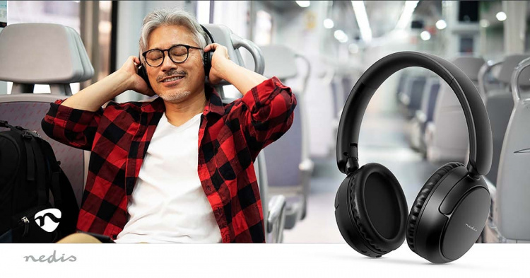 Nedis Draadloze Over-ear Koptelefoon | Maximale batterijduur: 12 uur | Ingebouwde microfoon | Drukbediening | Ondersteuning voor spraakbesturing | Volumebediening | Zwart Nedis Draadloze Over-ear Koptelefoon | Maximale batterijduur: 12 uur | Ingebouwde microfoon | Drukbediening | Ondersteuning voor spraakbesturing | Volumebediening | Zwart