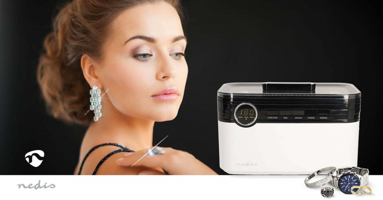 Nedis Ultrasone Juwelenreiniger | Netvoeding | 220 - 240 V AC 50/60 Hz | Euro / Type-C (CEE 7/16) | Wit | Kunststof