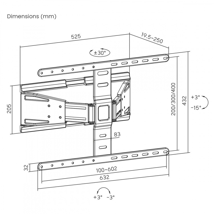 Nedis Draai- en Kantelbare TV-Muurbeugel | 43 - 90 