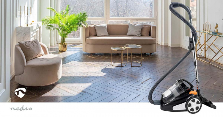 Nedis Zakloze Stofzuiger | Zakloos | 700 W | Stof capaciteit: 3.0 l | Combi-Borstel | Actieradius: 8.50 m | HEPA-luchtfilter | Antraciet / Oranje / Zwart