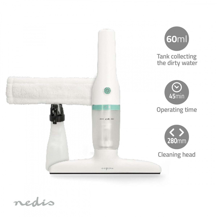 Nedis Electrische Ruitenreiniger | 12 W | 1200 Pa | Inhoud Reservoir Vuil Water: 60 ml | Afneembare vuilwatertank | Groen / Wit