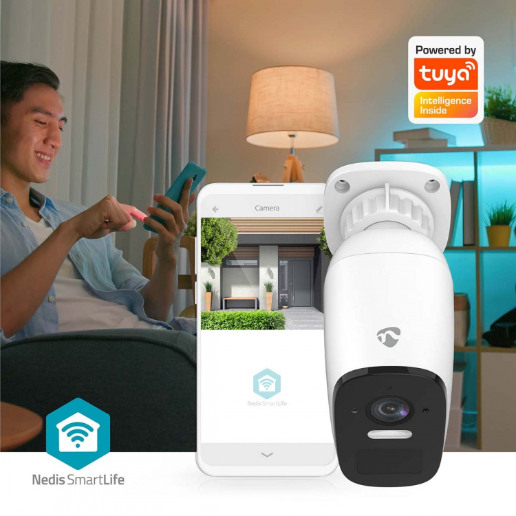 Nedis SmartLife Camera voor Buiten | Spotlight | 4MP Quad HD 1440p / 2560x1440 | IP66 | Max. batterijduur: 10 Maanden | Cloud Opslag (optioneel) / microSD (niet inbegrepen) | 5 V DC | Met bewegingssensor | Nachtzicht | Wit Nedis SmartLife Camera voor Buiten | Spotlight | 4MP Quad HD 1440p / 2560x1440 | IP66 | Max. batterijduur: 10 Maanden | Cloud Opslag (optioneel) / microSD (niet inbegrepen) | 5 V DC | Met bewegingssensor | Nachtzicht | Wit