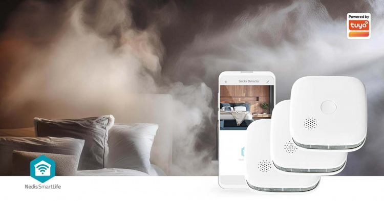 Nedis SmartLife Rookmelder | Batterij Gevoed | Levenscyclus sensor: 10 Jaar | EN 14604 | Max. batterijduur: 24 Maanden | 85 dB | Wit | 3 Stuks