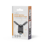 Nedis Netwerk-Dongel | Wi-Fi | AX5400 | 2.4/5/6 GHz (Triple Band) | USB3.0 | Wi-Fi-snelheid totaal: 5400 Mbps | Windows 10 / Windows 11