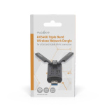 Nedis Netwerk-Dongel | Wi-Fi | AX5400 | 2.4/5/6 GHz (Triple Band) | USB3.0 | Wi-Fi-snelheid totaal: 5400 Mbps | Windows 10 / Windows 11