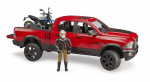 Bruder RAM 2500 Power Wagon w / Scrambler Ducati Desert Sled & Driver (02502)