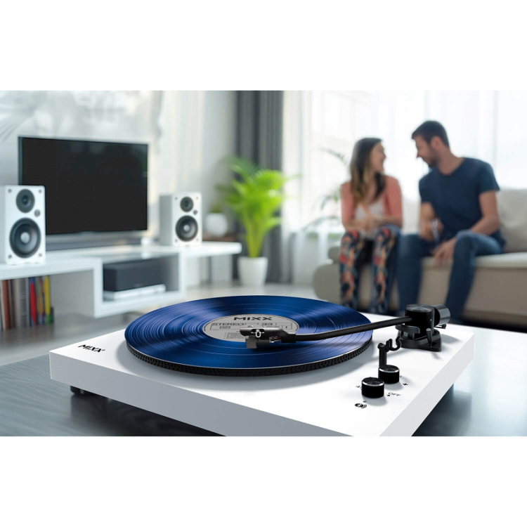 MIXX Skivspelare Vinyl Inkl Högtalare System 5 Stereo Vit - Fyndvara 